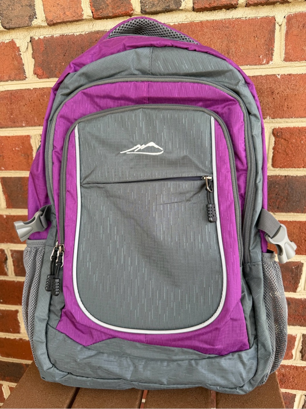ProEtrade Grey and Purple Backpack - Book Bag‎ Sturdy Padded Laptop Pocket